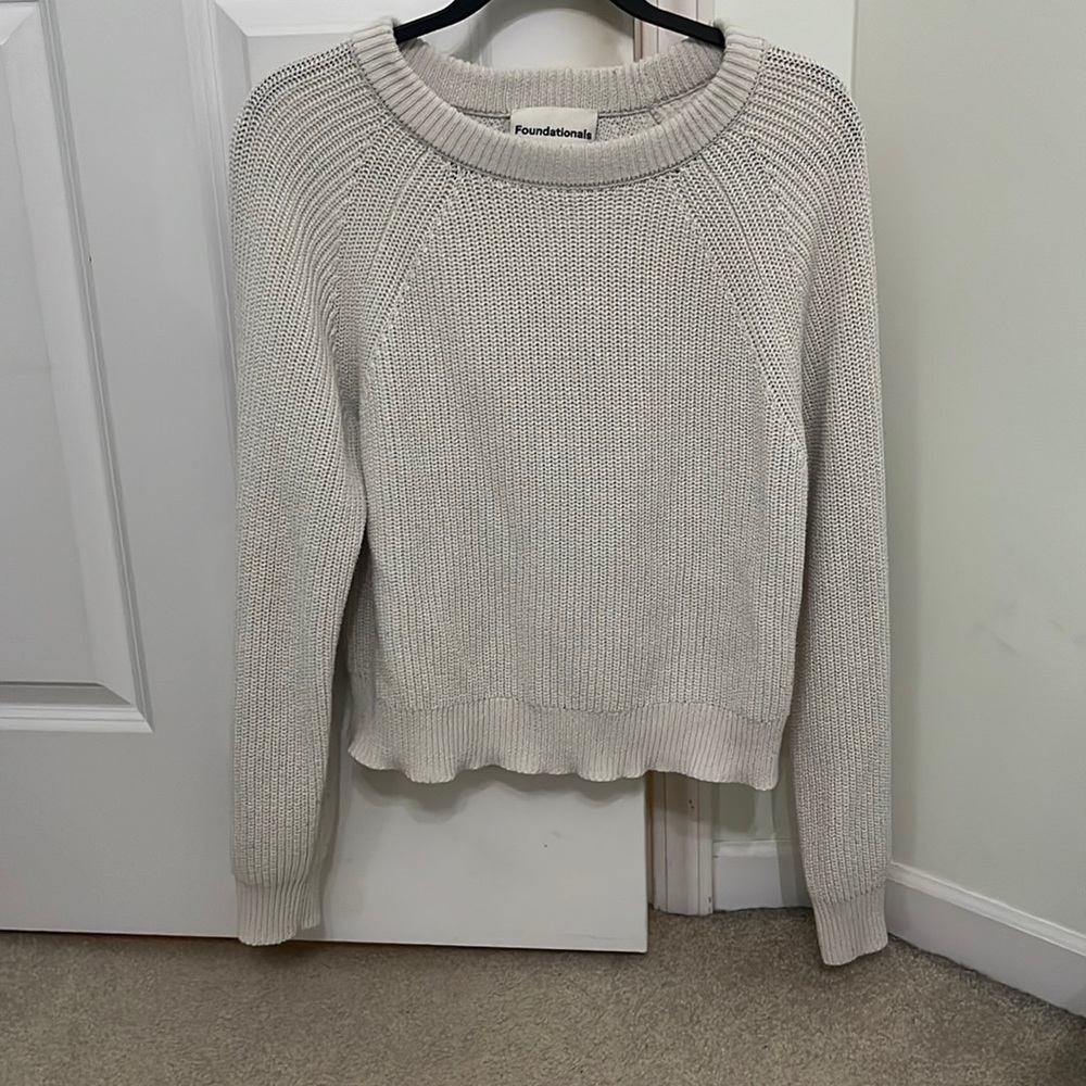 The Foundationals White Hatch Sweater Size S